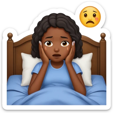 Black girl in the bed by herself crying sticker