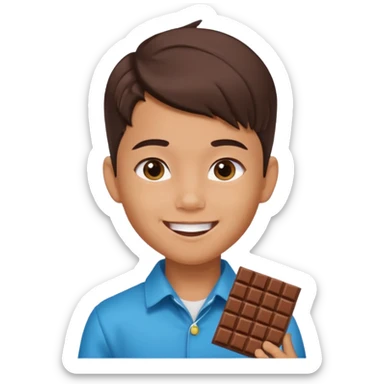 a pretty male bratz asian boy smiling with chocolates with middle part hair sticker