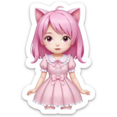 
Shiny Blushing Cute Kawaii Pastel Lolita Anime Catgirl pink hair Trending Style Cottagecore Pastelcore  sticker