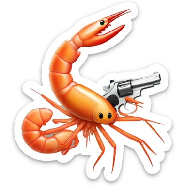 shrimp with a handgun sticker