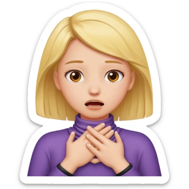 a girl with her hands around her neck choking herself sticker