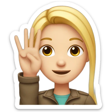 white girl showing three fingers on one hand sticker