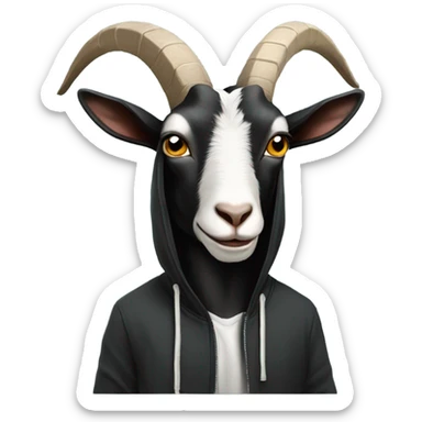 Goat with a big brain wearing black hoodie sticker