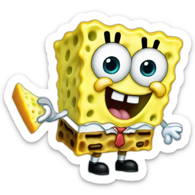 spongebob squarepants eating a sponge sticker