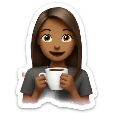 Girl with coffee with hearts all around her sticker