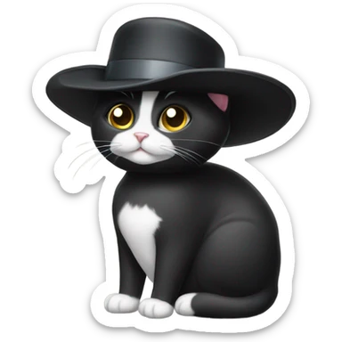 Tuxedo cat wearing a hat sticker
