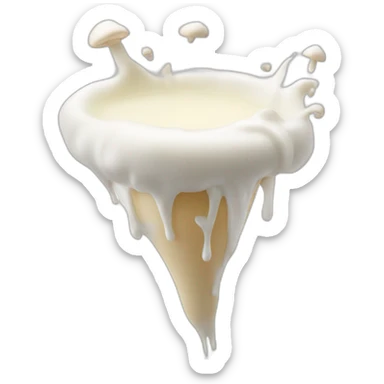 White milk spurting from mushroom top sticker