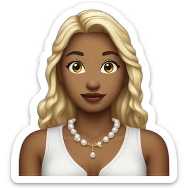 mi prima con un collar de perlas y tatuajes sticker