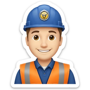 Un ingeniero Caco blanco chaleco color azul marino sticker