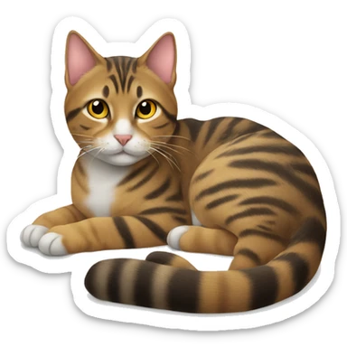 Tabby cat laying down sticker