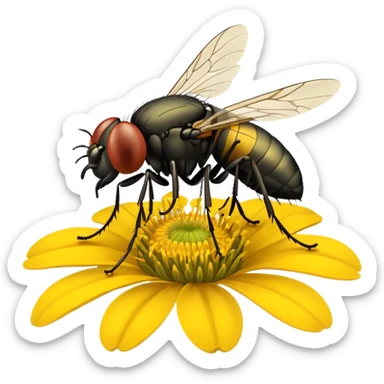 
fly on flower sticker