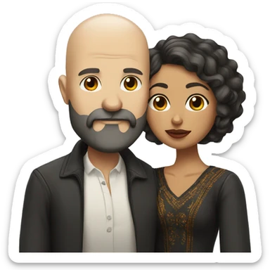 White bald man with dark beard kissing short Mexican woman with long dark wavy hair sticker