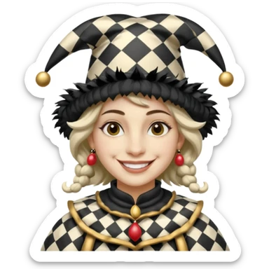 make a black and white jester sticker