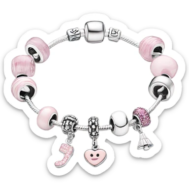 Pandora bracelet with pink charms sticker