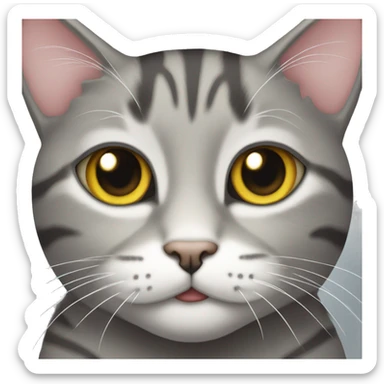 Gray tabby cat with white between eyes sticker