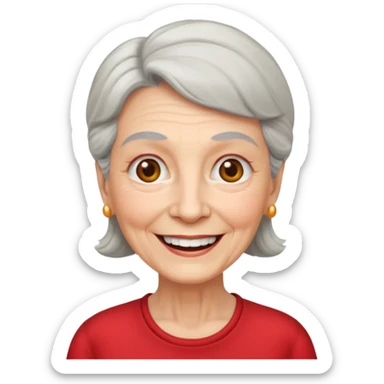 elderly woman with red shirt sticker