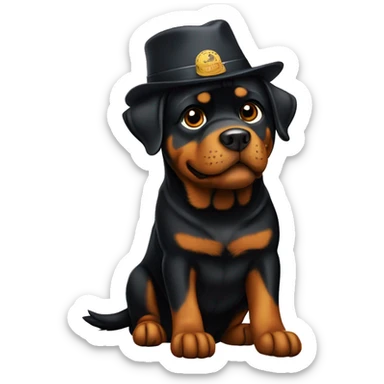 Rottweiler with hat  sticker