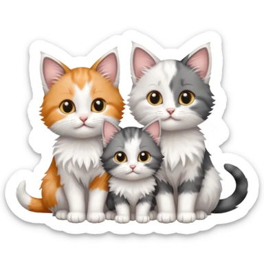 Three small cat three tiny little kitty cats, which are babies sticker