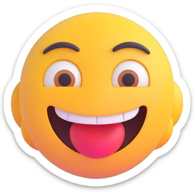 emoji face with a smirking mouth and large, pleading, begging emoji eyes sticker