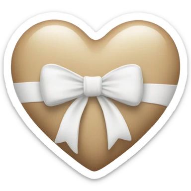beige heart with white bow sticker