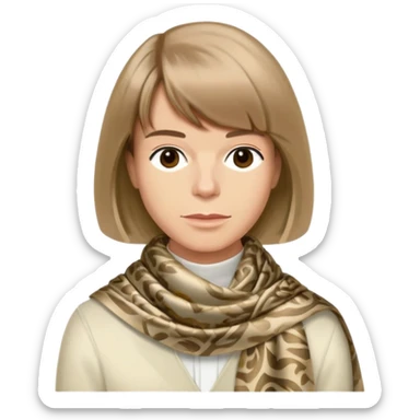 Guy with a silk scarf and Anna Wintour style sticker