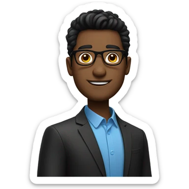 Handsome guy had black two block hair and wear glasses  sticker