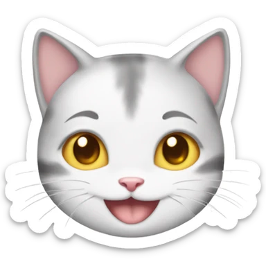 cute happy anime kitty face sticker