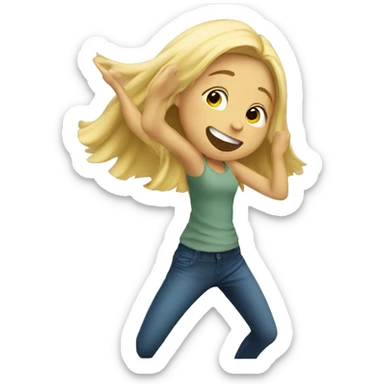 a blonde girl doing the dab sticker