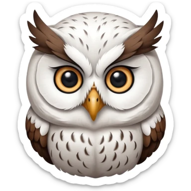 white olw, 45 degree rotate head, questionning sticker