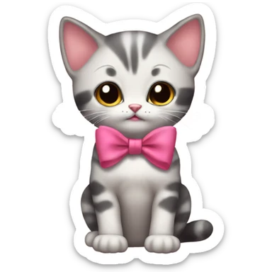 Kitten wearing bow sticker