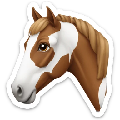 Horse in the Color „chestnut“ with a half of a Heart in white on its forehead and a Big Stripe on its nose also in white sticker