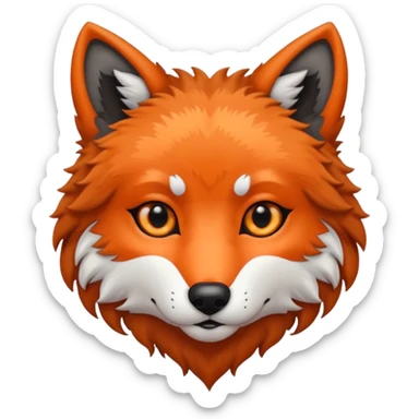 cute dark orange and black wolf head inside heart sticker