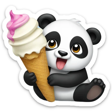 Panda eating ice cream sticker