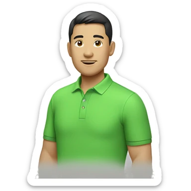 Chinese guy wearing apple green polo shirt sticker