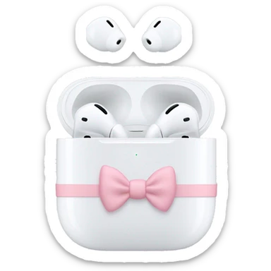white apple airpods max with baby pink bows sticker