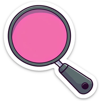 magnifying glass, transparent glass with bright pink gradient from #FF335F to #FF99AA, highlights, minimalistic sticker