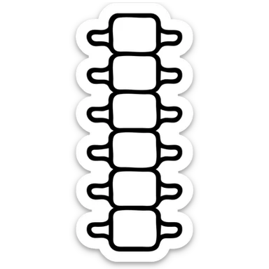 human spine icon, black outlined, no fill, X-ray style sticker
