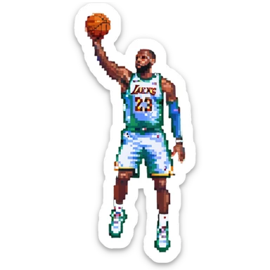LeBron James shooting a basketball sticker