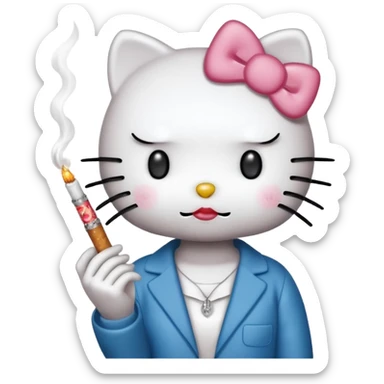 hello kitty with a blunt sticker
