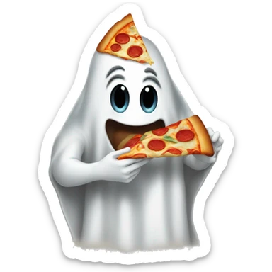À ghost eating a pizza  sticker