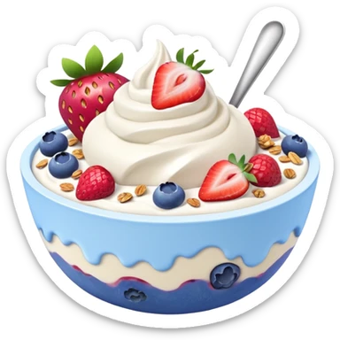 frozen yoghurt bowl with colorful toppings sticker