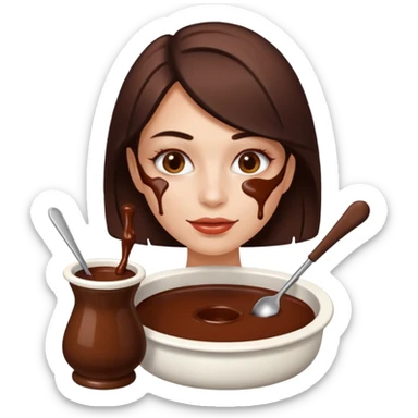 woman almost eating chocolate fondue sticker