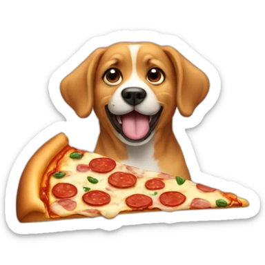 dog eating a pizza sticker