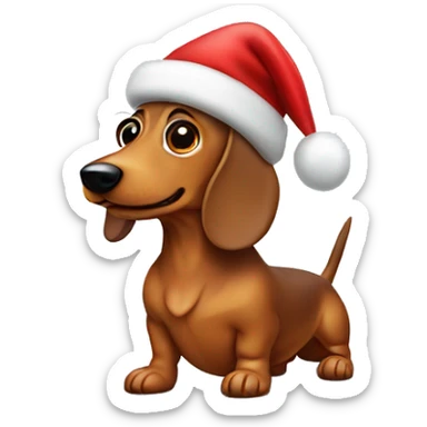 Wiener dog with Santa hat sticker