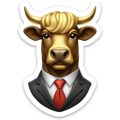 golden wall street bull portrait mascot telegram sticker