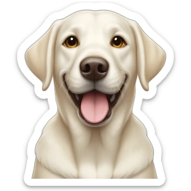happy white labrador retriever with a bone in mouth sticker
