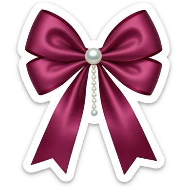 Maroon bow with hanging pearl sticker