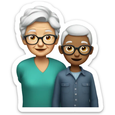 I a boy with glasses and his grandma sticker