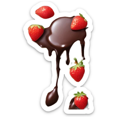 Cut up strawberries and chocolate sauce on Belgian waffle sticker