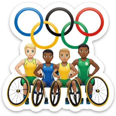 paralympic games with disable athletes with the right colors of olympic rings sticker